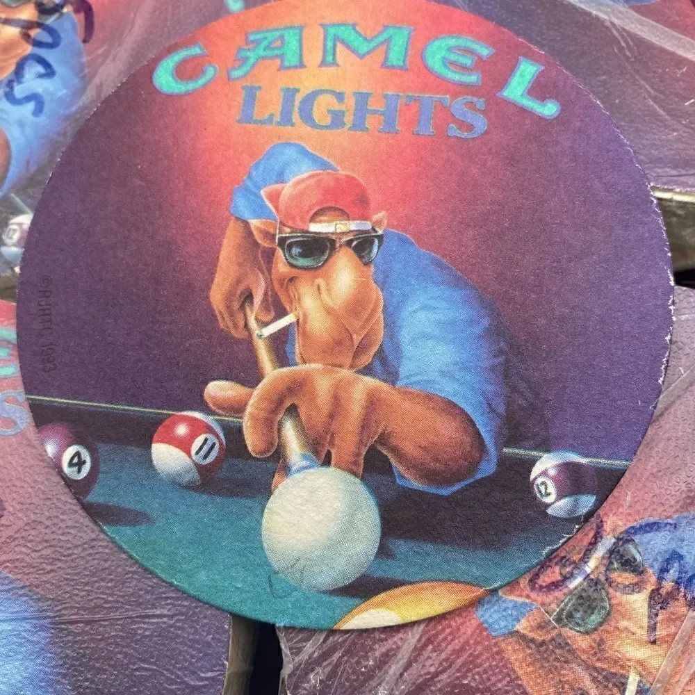 Vintage Camel Lights Joe Cool Pool Cardboard Coasters -100 pool table
